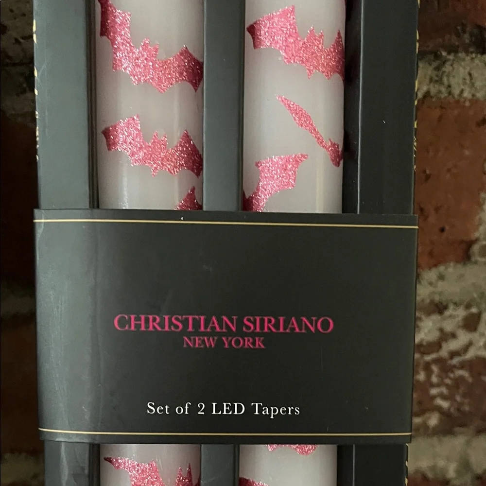 Christian Siriano LED Taper Candles - Black and Pink Bats